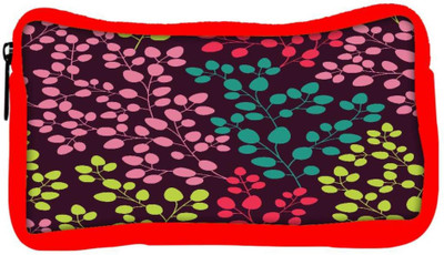 

Snoogg Eco Friendly Canvas Coloful Leaves Designer Student Pen Pencil Case Coin Purse Pouch Cosmetic Makeup Bag (RED) Pouch(Multicolor)