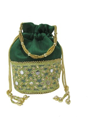 

Deepsum Women Green Wedding Party Clutch Potli Bag Potli(Green)