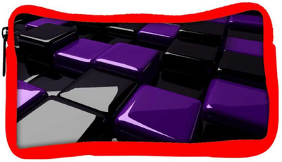 

Snoogg Eco Friendly Canvas Black And Purple Cube Designer Student Pen Pencil Case Coin Purse Pouch Cosmetic Makeup Bag (RED) Pouch(Multicolor)