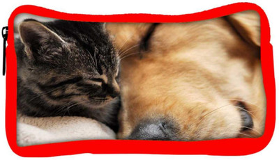 

Snoogg Eco Friendly Canvas Dog And Cat Sleeping Designer Student Pen Pencil Case Coin Purse Pouch Cosmetic Makeup Bag (RED) Pouch(Multicolor)