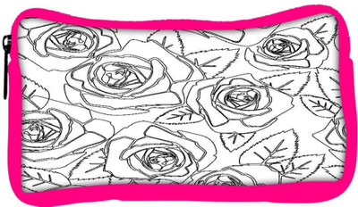 

Snoogg Eco Friendly Canvas Black Roses White Pattern Designer Student Pen Pencil Case Coin Purse Pouch Cosmetic Makeup Bag (PINK) Pouch(Multicolor)