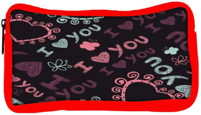 

Snoogg Eco Friendly Canvas I Love You Black Pattern Designer Student Pen Pencil Case Coin Purse Pouch Cosmetic Makeup Bag (RED) Pouch(Multicolor)