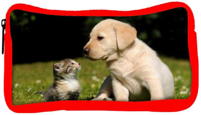 

Snoogg Eco Friendly Canvas Puppy And Kitty Designer Student Pen Pencil Case Coin Purse Pouch Cosmetic Makeup Bag (RED) Pouch(Multicolor)