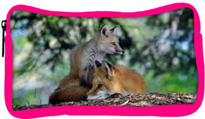 

Snoogg Eco Friendly Canvas Family Fox Designer Student Pen Pencil Case Coin Purse Pouch Cosmetic Makeup Bag (PINK) Pouch(Multicolor)