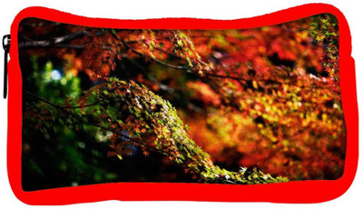 

Snoogg Eco Friendly Canvas Gardened Leaves Designer Student Pen Pencil Case Coin Purse Pouch Cosmetic Makeup Bag (RED) Pouch(Multicolor)