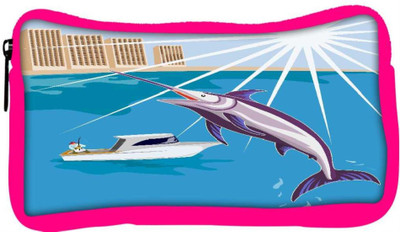 

Snoogg Eco Friendly Canvas Blue Marlin Fish Jumping Retro Student Pen Pencil Case Coin Purse Pouch Cosmetic Makeup Bag (PINK) Pouch(Multicolor)