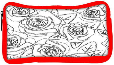 

Snoogg Eco Friendly Canvas Black Roses White Pattern Designer Student Pen Pencil Case Coin Purse Pouch Cosmetic Makeup Bag (RED) Pouch(Multicolor)