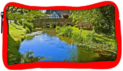 

Snoogg Eco Friendly Canvas Lake Side Garden Designer Student Pen Pencil Case Coin Purse Pouch Cosmetic Makeup Bag (RED) Pouch(Multicolor)