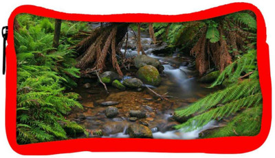

Snoogg Eco Friendly Canvas Water Flowing Through The Jungle Designer Student Pen Pencil Case Coin Purse Pouch Cosmetic Makeup Bag (RED) Pouch(Multicolor)
