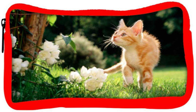 

Snoogg Eco Friendly Canvas Cuite Cat Designer Student Pen Pencil Case Coin Purse Pouch Cosmetic Makeup Bag (RED) Pouch(Multicolor)