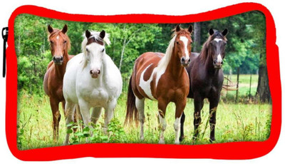 

Snoogg Eco Friendly Canvas Variety Of Horses Designer Student Pen Pencil Case Coin Purse Pouch Cosmetic Makeup Bag (RED) Pouch(Multicolor)