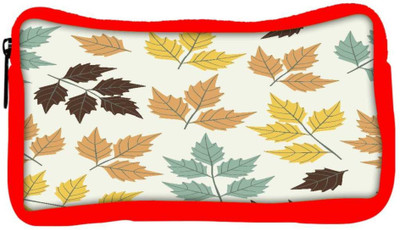 

Snoogg Eco Friendly Canvas Colorful Leaves Designer Student Pen Pencil Case Coin Purse Pouch Cosmetic Makeup Bag (RED) Pouch(Multicolor)
