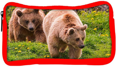 

Snoogg Eco Friendly Canvas Walking Bear Designer Student Pen Pencil Case Coin Purse Pouch Cosmetic Makeup Bag (RED) Pouch(Multicolor)