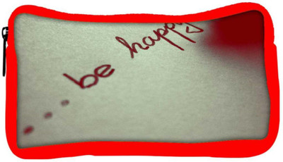 

Snoogg Eco Friendly Canvas Be Happy Designer Student Pen Pencil Case Coin Purse Pouch Cosmetic Makeup Bag (RED) Pouch(Multicolor)