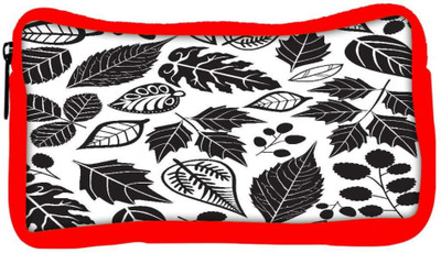 

Snoogg Eco Friendly Canvas Black Leaves Designer Student Pen Pencil Case Coin Purse Pouch Cosmetic Makeup Bag (RED) Pouch(Multicolor)