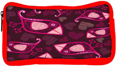 

Snoogg Eco Friendly Canvas Abstract Pink Birds And Hearts Designer Student Pen Pencil Case Coin Purse Pouch Cosmetic Makeup Bag (RED) Pouch(Multicolor)