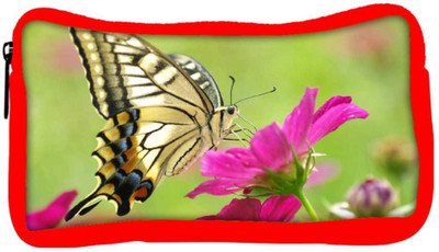 

Snoogg Eco Friendly Canvas Multicolor Butterfly Designer Student Pen Pencil Case Coin Purse Pouch Cosmetic Makeup Bag (RED) Pouch(Multicolor)