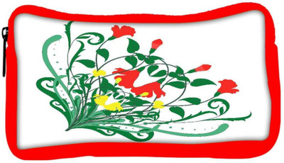 

Snoogg Eco Friendly Canvas Floral Corner Frame Student Pen Pencil Case Coin Purse Pouch Cosmetic Makeup Bag (RED) Pouch(Multicolor)