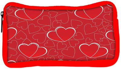 

Snoogg Eco Friendly Canvas White Heart Red Pattern Designer Student Pen Pencil Case Coin Purse Pouch Cosmetic Makeup Bag (RED) Pouch(Multicolor)