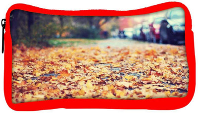 

Snoogg Eco Friendly Canvas Roadside Leaves Designer Student Pen Pencil Case Coin Purse Pouch Cosmetic Makeup Bag (RED) Pouch(Multicolor)