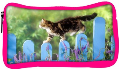 

Snoogg Eco Friendly Canvas Cat Walking Designer Student Pen Pencil Case Coin Purse Pouch Cosmetic Makeup Bag (PINK) Pouch(Multicolor)