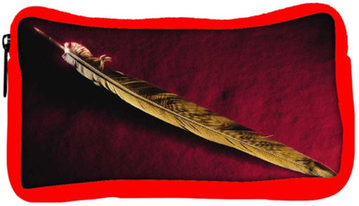 

Snoogg Eco Friendly Canvas Single Feather Designer Student Pen Pencil Case Coin Purse Pouch Cosmetic Makeup Bag (RED) Pouch(Multicolor)