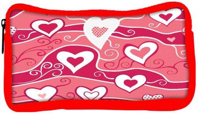 

Snoogg Eco Friendly Canvas White Heart Cream Pattern Designer Student Pen Pencil Case Coin Purse Pouch Cosmetic Makeup Bag (RED) Pouch(Multicolor)