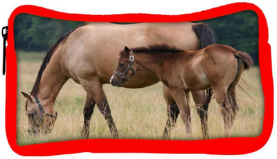 

Snoogg Eco Friendly Canvas Parental Horse Designer Student Pen Pencil Case Coin Purse Pouch Cosmetic Makeup Bag (RED) Pouch(Multicolor)