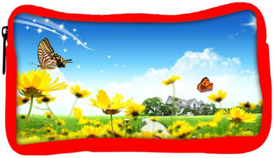 

Snoogg Eco Friendly Canvas Yellow Flower And Butterfly Designer Student Pen Pencil Case Coin Purse Pouch Cosmetic Makeup Bag (RED) Pouch(Multicolor)