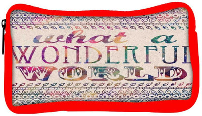 

Snoogg Eco Friendly Canvas What A Wonderful World Student Pen Pencil Case Coin Purse Pouch Cosmetic Makeup Bag (RED) Pouch(Multicolor)
