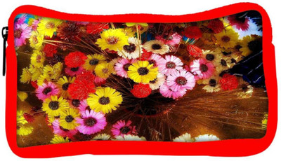 

Snoogg Eco Friendly Canvas Colorful Flowers Background Student Pen Pencil Case Coin Purse Pouch Cosmetic Makeup Bag (RED) Pouch(Multicolor)
