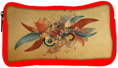

Snoogg Eco Friendly Canvas Feathers And Circles Designer Student Pen Pencil Case Coin Purse Pouch Cosmetic Makeup Bag (RED) Pouch(Multicolor)