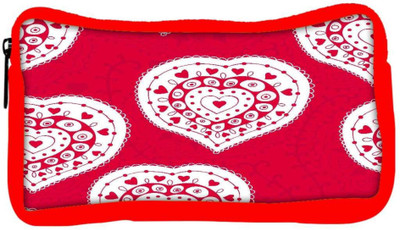 

Snoogg Eco Friendly Canvas White Heart Pink Pattern Designer Student Pen Pencil Case Coin Purse Pouch Cosmetic Makeup Bag (RED) Pouch(Multicolor)