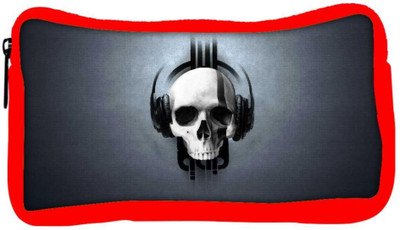 

Snoogg Eco Friendly Canvas Music Skull Headphones Designer Student Pen Pencil Case Coin Purse Pouch Cosmetic Makeup Bag (RED) Pouch(Multicolor)