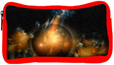 

Snoogg Eco Friendly Canvas Florous Sun Designer Student Pen Pencil Case Coin Purse Pouch Cosmetic Makeup Bag (RED) Pouch(Multicolor)
