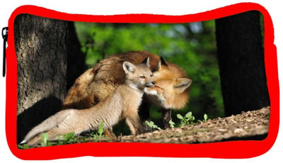 

Snoogg Eco Friendly Canvas Parental Fox Designer Student Pen Pencil Case Coin Purse Pouch Cosmetic Makeup Bag (RED) Pouch(Multicolor)