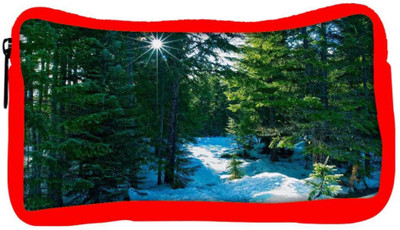 

Snoogg Eco Friendly Canvas Snow In Forest Designer Student Pen Pencil Case Coin Purse Pouch Cosmetic Makeup Bag (RED) Pouch(Multicolor)