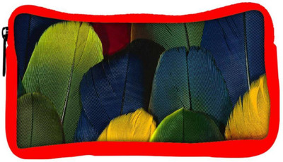 

Snoogg Eco Friendly Canvas Colorful Feathers Designer Student Pen Pencil Case Coin Purse Pouch Cosmetic Makeup Bag (RED) Pouch(Multicolor)