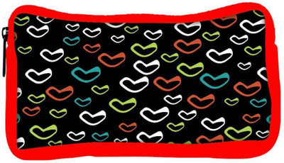 

Snoogg Eco Friendly Canvas Multicolor Hearts Black Pattern Designer Student Pen Pencil Case Coin Purse Pouch Cosmetic Makeup Bag (RED) Pouch(Multicolor)