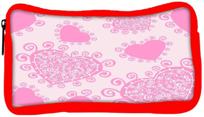 

Snoogg Eco Friendly Canvas Pink Heart White Pattern Designer Student Pen Pencil Case Coin Purse Pouch Cosmetic Makeup Bag (RED) Pouch(Multicolor)