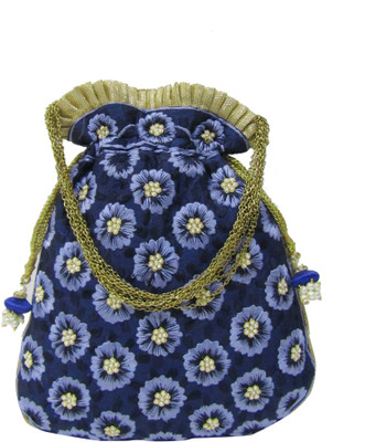 

Deepsum Women Wedding Party Festive Clutch Potli Bag Potli(Blue)