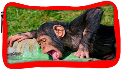 

Snoogg Eco Friendly Canvas Chimpanese Drinkng Water Designer Student Pen Pencil Case Coin Purse Pouch Cosmetic Makeup Bag (RED) Pouch(Multicolor)