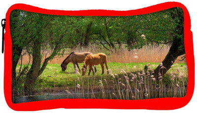 

Snoogg Eco Friendly Canvas Small Horses Designer Student Pen Pencil Case Coin Purse Pouch Cosmetic Makeup Bag (RED) Pouch(Multicolor)