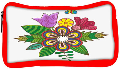 

Snoogg Eco Friendly Canvas Floral Background Student Pen Pencil Case Coin Purse Pouch Cosmetic Makeup Bag (RED) Pouch(Multicolor)