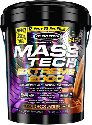Muscletech Mass Tech Extreme 2000 Weight Gainers/Mass Gainers(10 kg, Triple Chocolate Brownie)