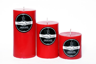 

Numen Spark Set Of 3 Amour Rose Solid Pillar Candle | Candles for Decoration | Candles for Bedroom(1300 g)