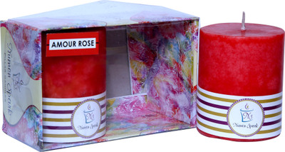

Numen Spark Set Of 2 Amour Rose Mottled Pillar Candle (2.5X3 Inches, Red) | Candles for Decoration | Candles for Bedroom(400 g)