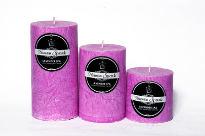 

Numen Spark Set Of 3 Lavender Spa Crystal Pillar Candle | Candles for Decoration | Candles for Bedroom(1300 g)