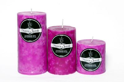 

Numen Spark Set Of 3 Lavender Spa Mottled Pillar Candle | Candles for Decoration | Candles for Bedroom(1300 g)