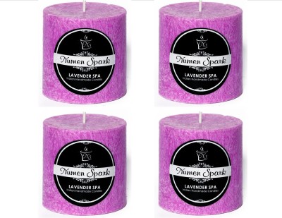 

Numen Spark Set Of 4 Lavender Spa Crystal Pillar Candle | Candles for Decoration | Candles for Bedroom(1200 g)